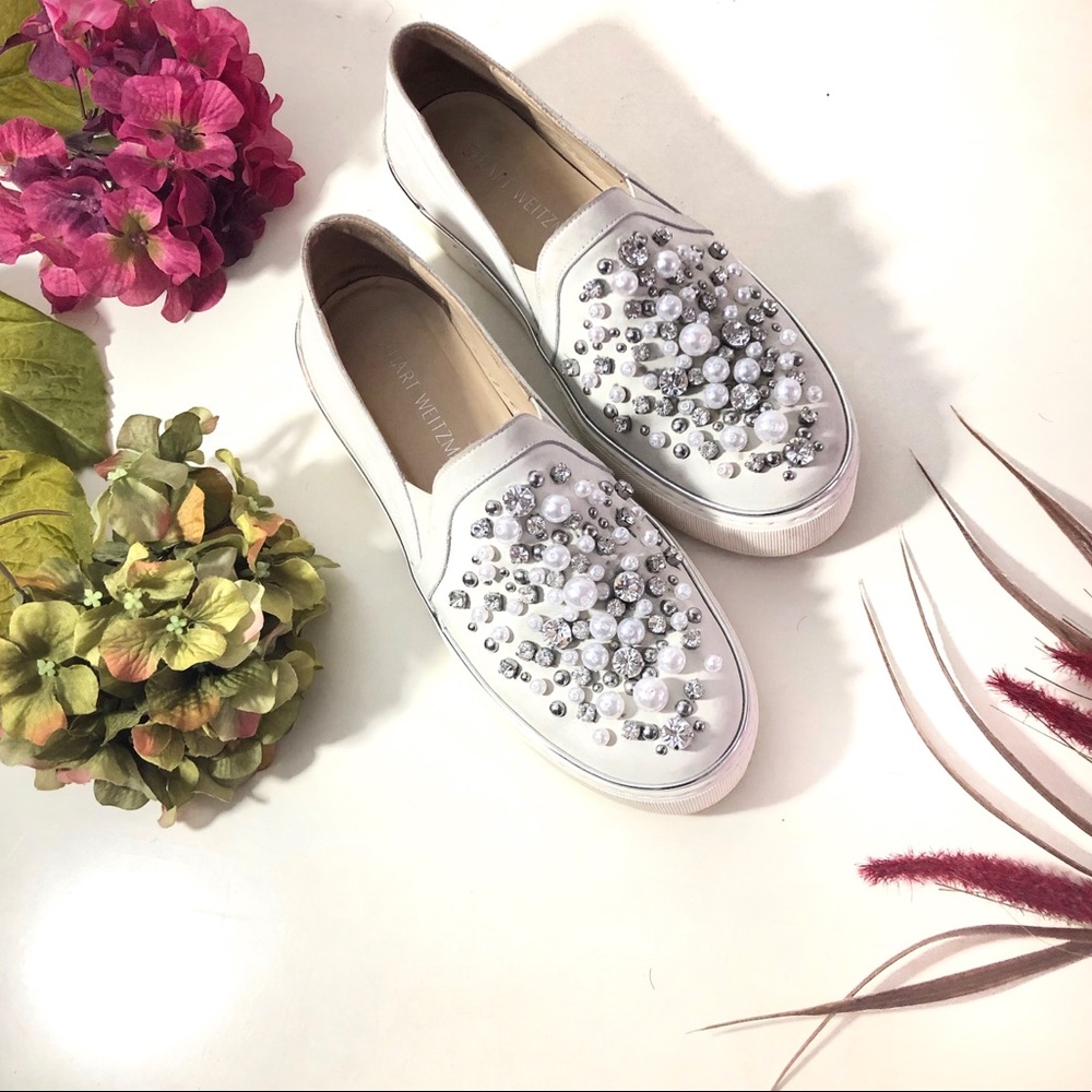 Stuart Weitzman deco pearl-embellished sneaker